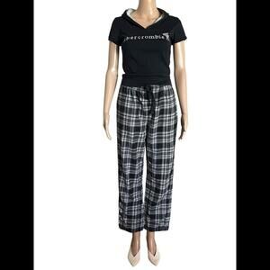 Abercrombie & Fitch Cozy Pajama Set - Black Plaid